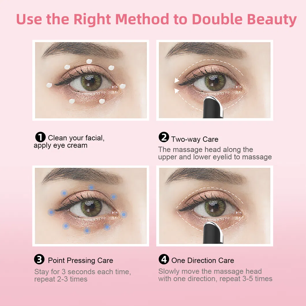 Handheld Red LED Light Electric Smart Eye Massager Beauty Device with Vibration Heating