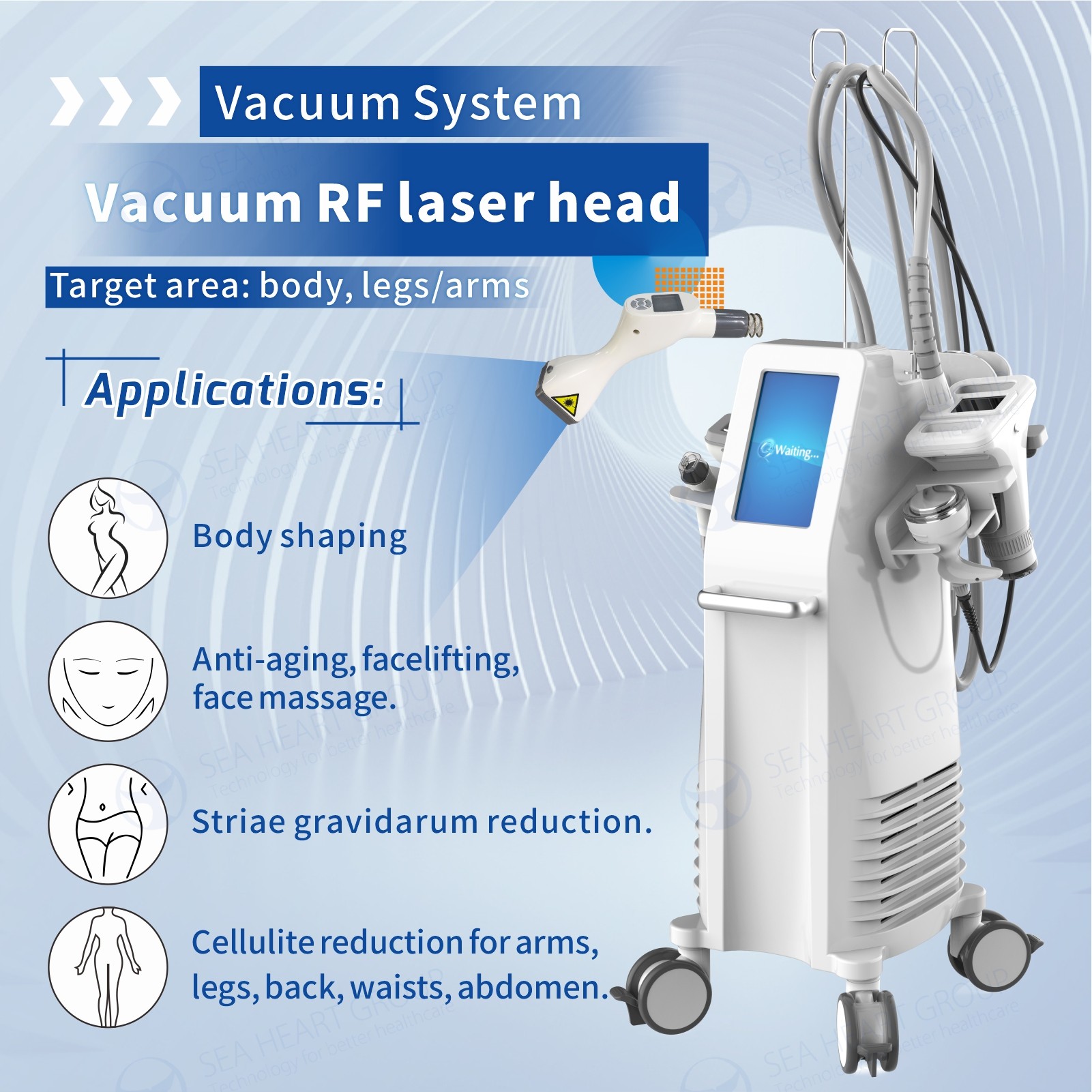 Lipolysis Machine 3in1 RF Vacuum LED Slimming Beauty Device Standing for Body Face Eyes Weight Loss