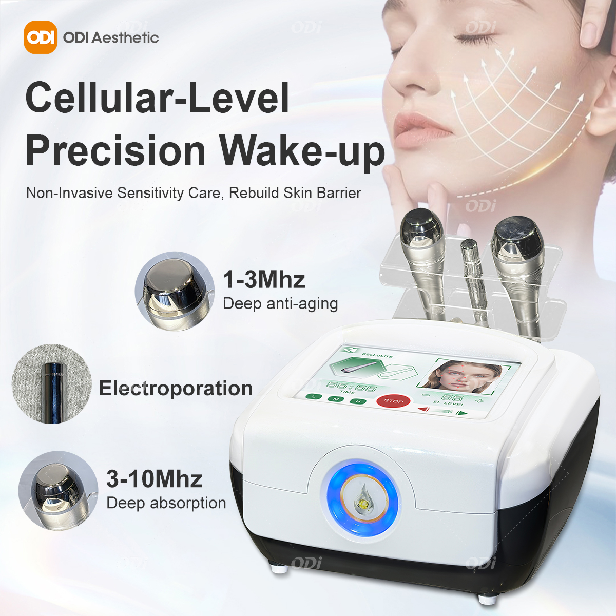 New Arrivals Face Lifting Device Skin Tightening Whitening 1Mhz 3Mhz 10Mhz Triple Ulstrasound Electroporation Machine