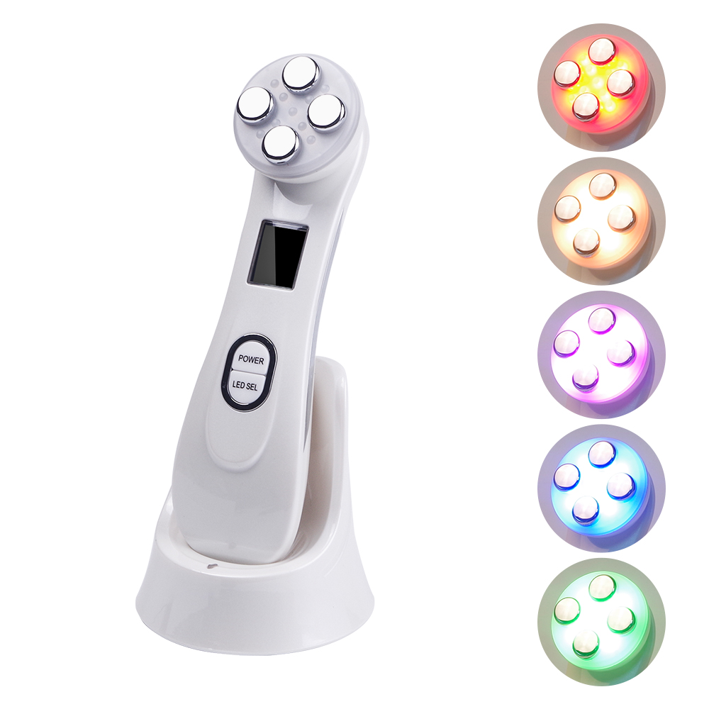 Portable Ems Radiofrequency Facial Massager 5 in 1 Led Skin Tightening Device