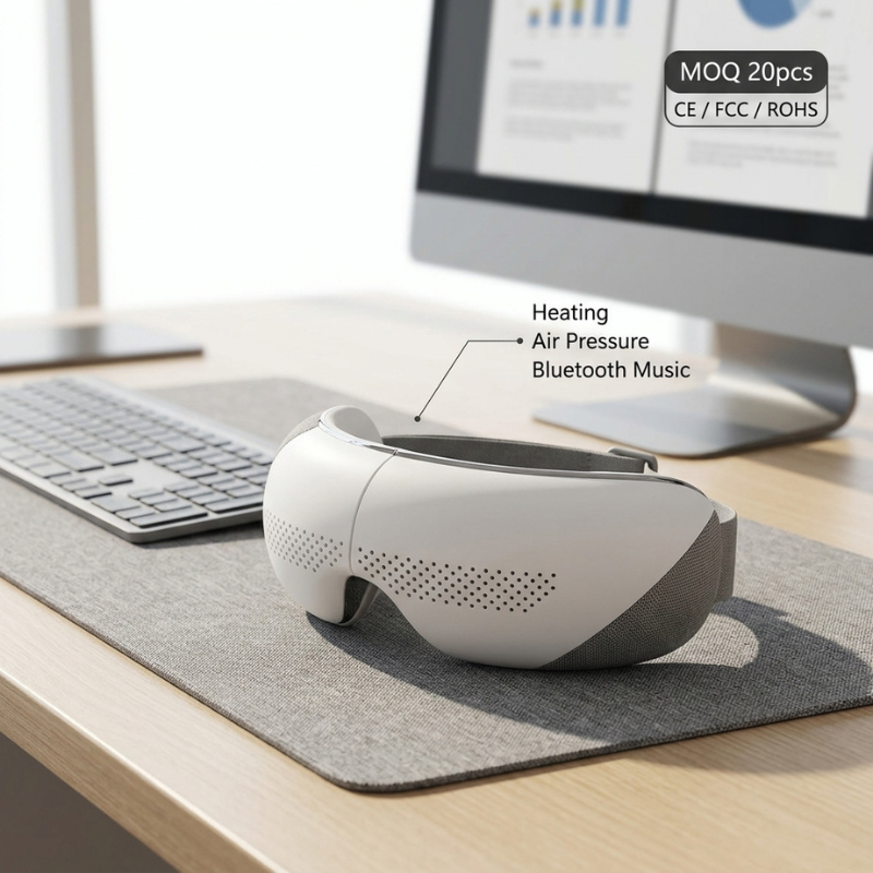 Portable Eye Massager 9D Airbag Pressure, Heat Therapy, 4 Modes Relax Sleep, USB Rechargeable, Bluetooth Control, OEM/ODM