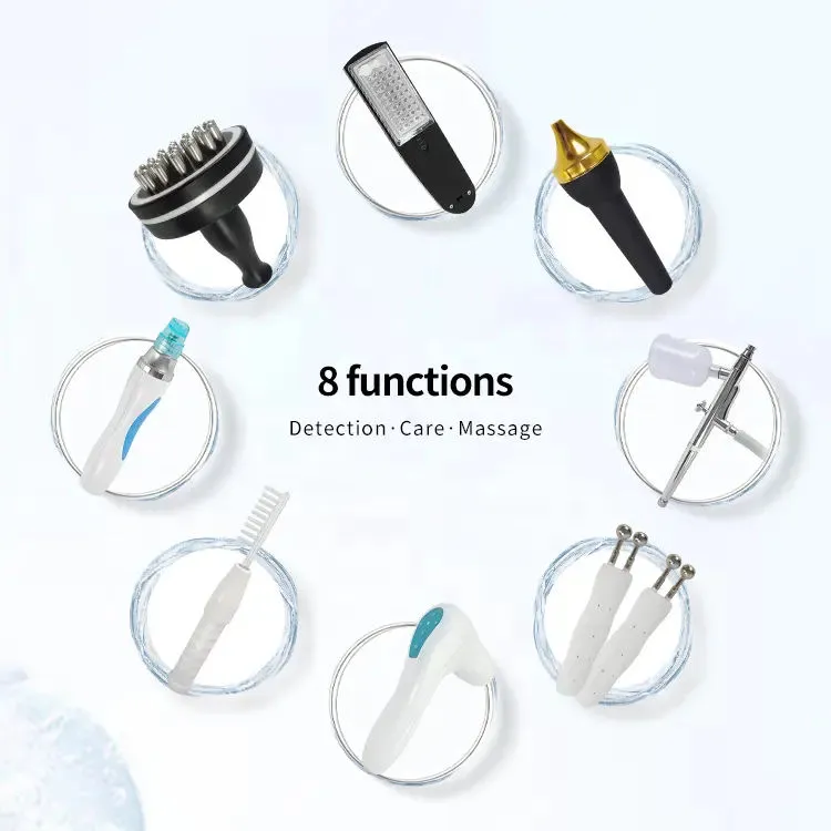 8 in 1 High Frequency Scalp Treatment Machine Microcurrent Hair Loss Care Massage Device
