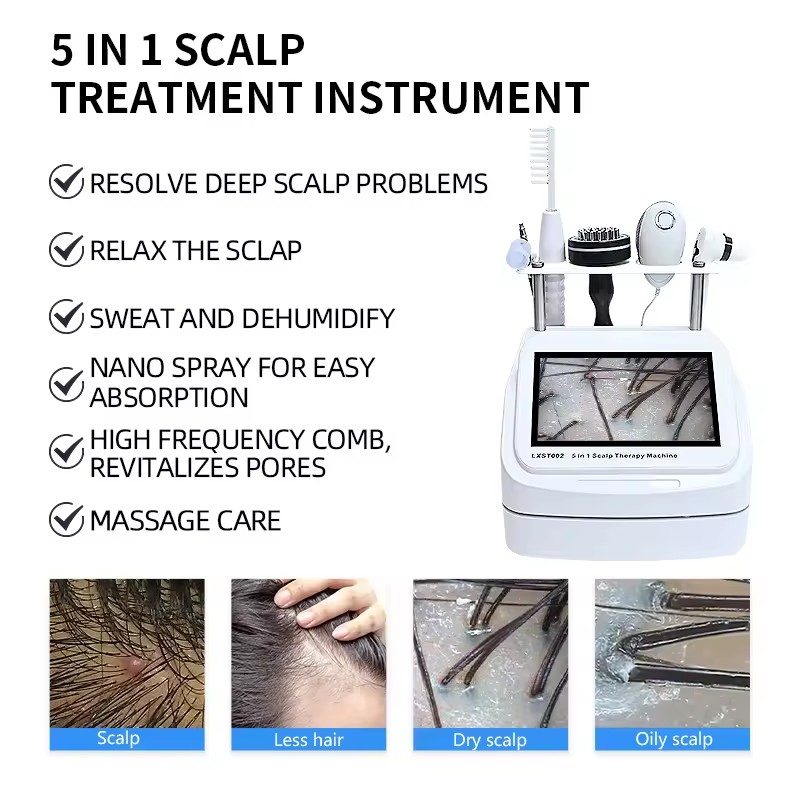 5 in 1 Home Use Hair Analyzer Sprayer High Frequency Scalp Analyzer and Hair Maintenance Massage Hair Regrowth Machine