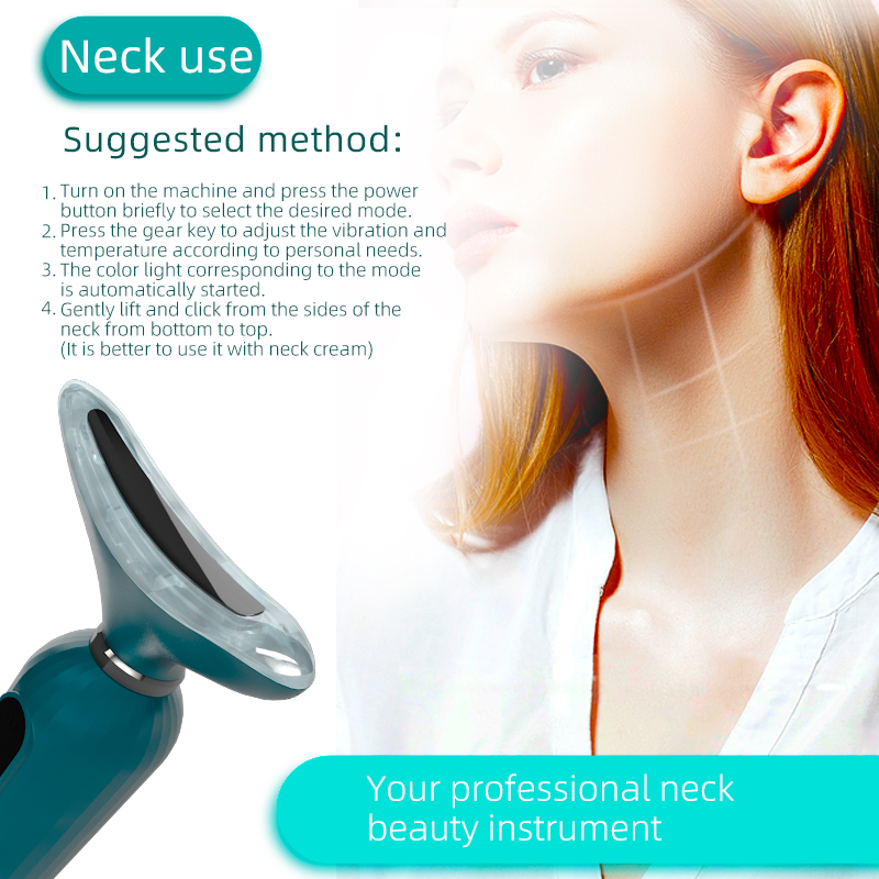 [Zsm] Portable EMS Neck Lifting Massager Dark Green 3 Color Light Therapy Skin Tightening Beauty Device