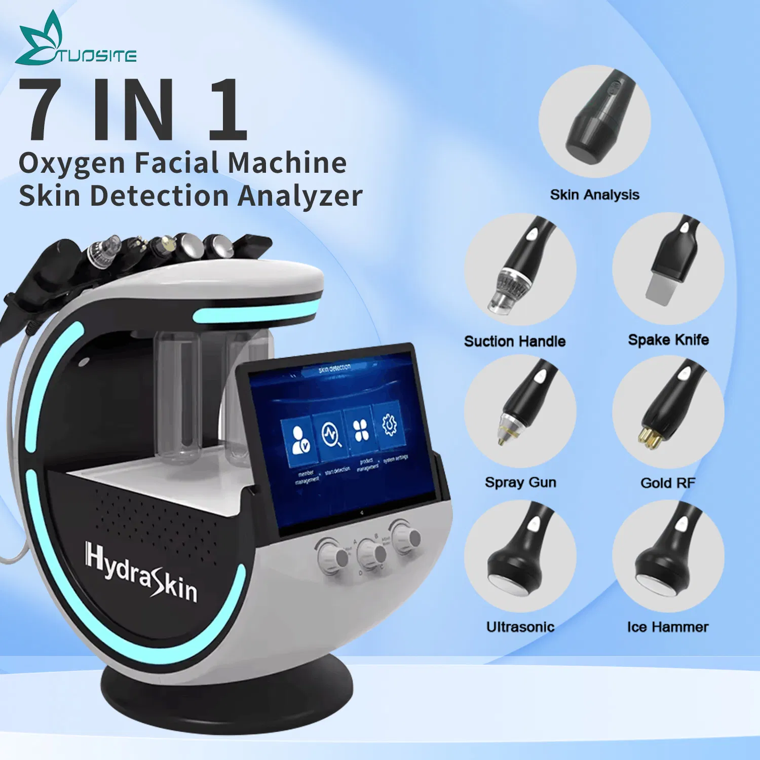 Black Hydro Beauty 7 in 1 Smart Ice Blue Skin Care Device