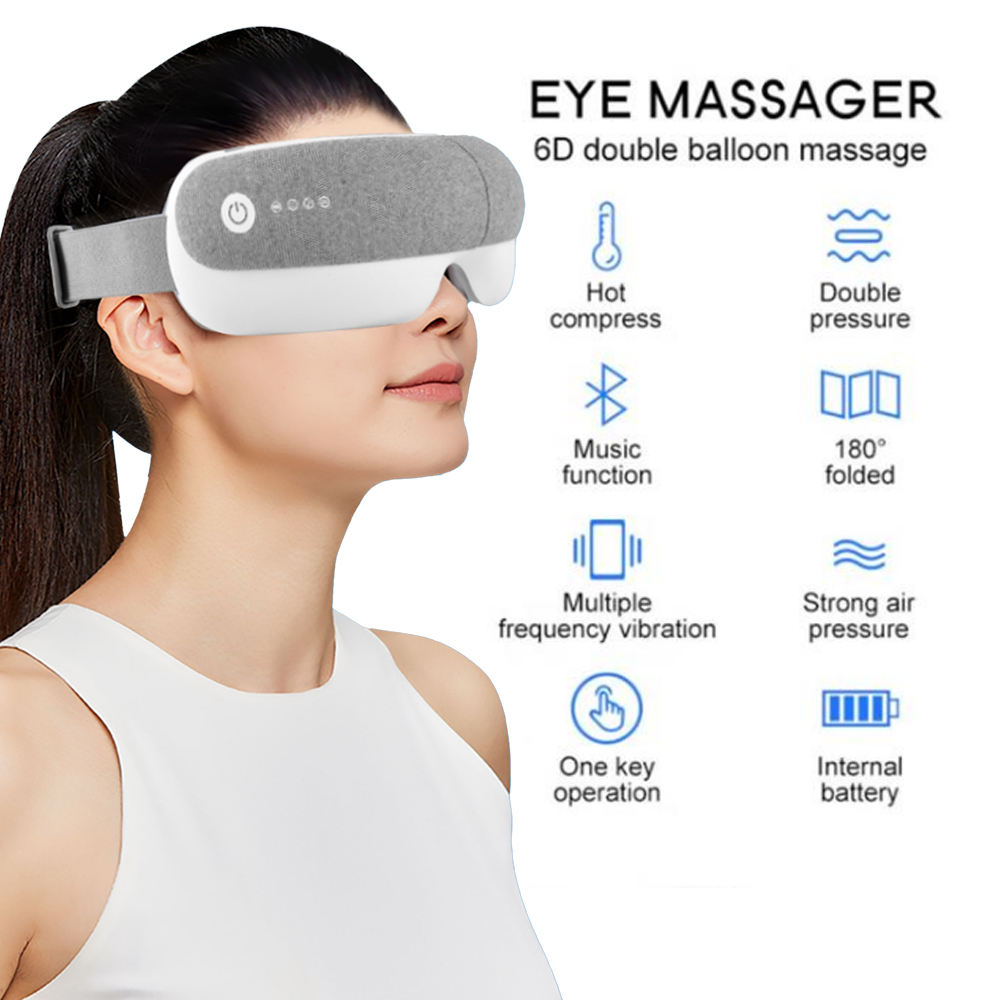 Eye Care Products Air Pressure Eye Strain Heat Compression 5 Modes Smart Vibration Eye Massager With Blue Tooth Music