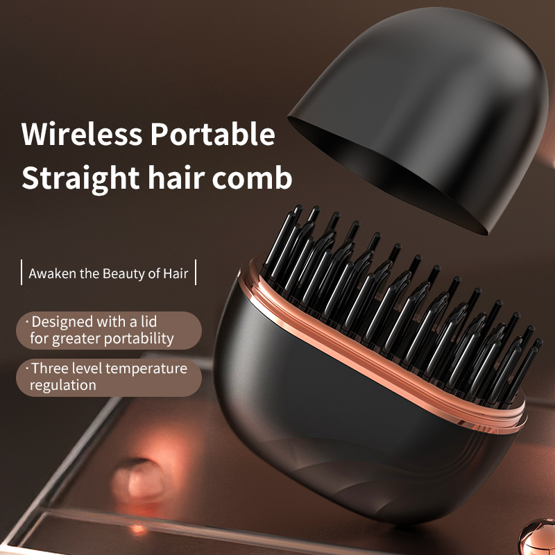Wholesale Portable Cordless Mini Hair Straightener Brush Wireless 2 in 1 Negative Ion Hair Curling Straight Comb