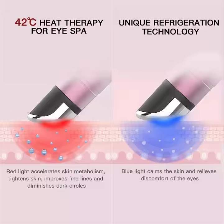 Handheld Red LED Light Electric Smart Eye Massager Beauty Device with Vibration Heating
