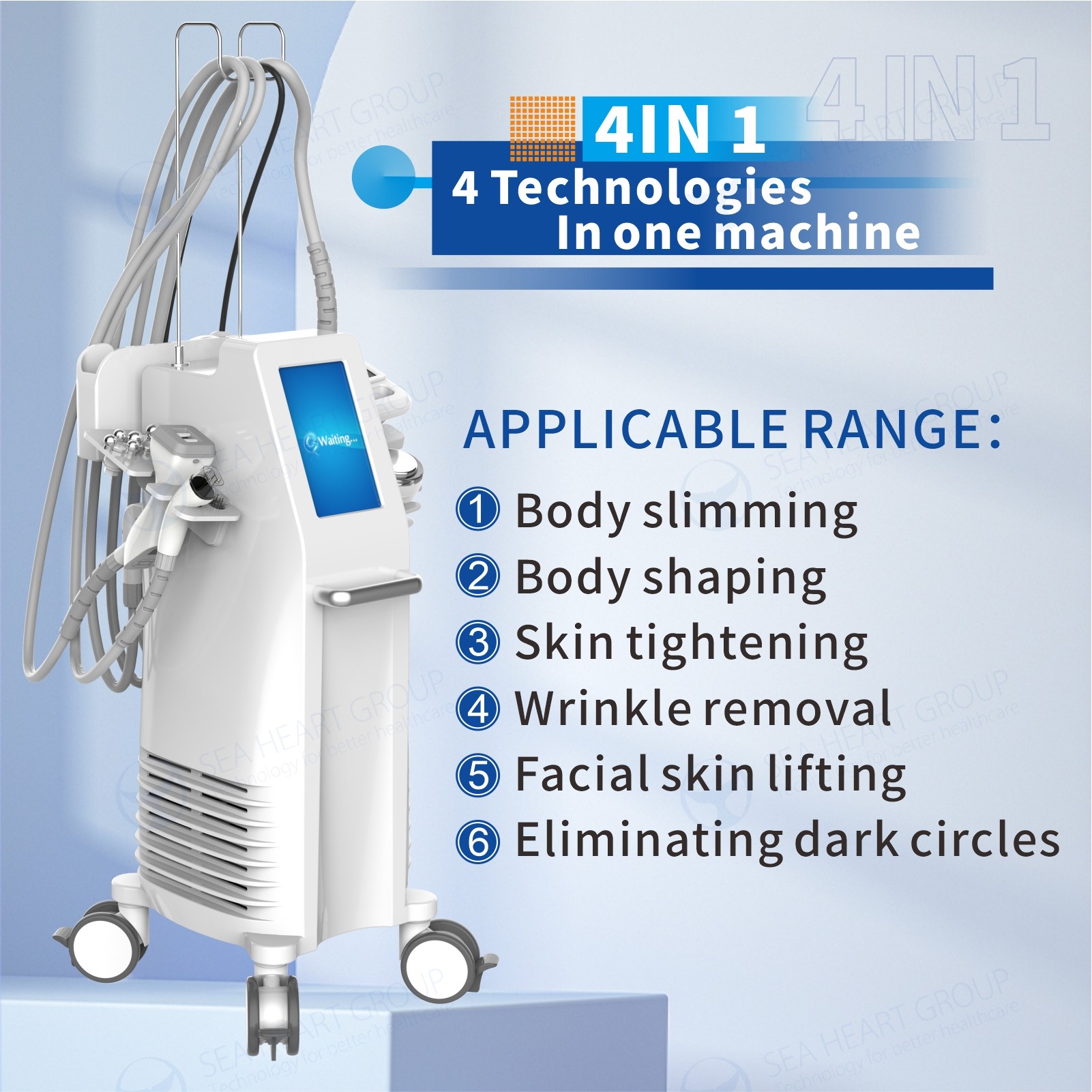 Lipolysis Machine 3in1 RF Vacuum LED Slimming Beauty Device Standing for Body Face Eyes Weight Loss