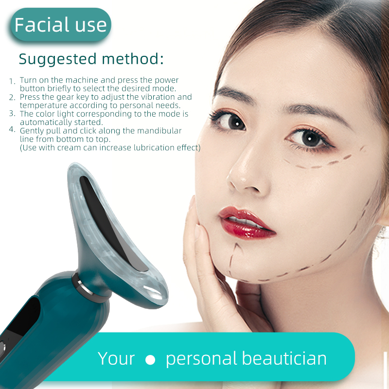 [Zsm] Portable EMS Neck Lifting Massager Dark Green 3 Color Light Therapy Skin Tightening Beauty Device