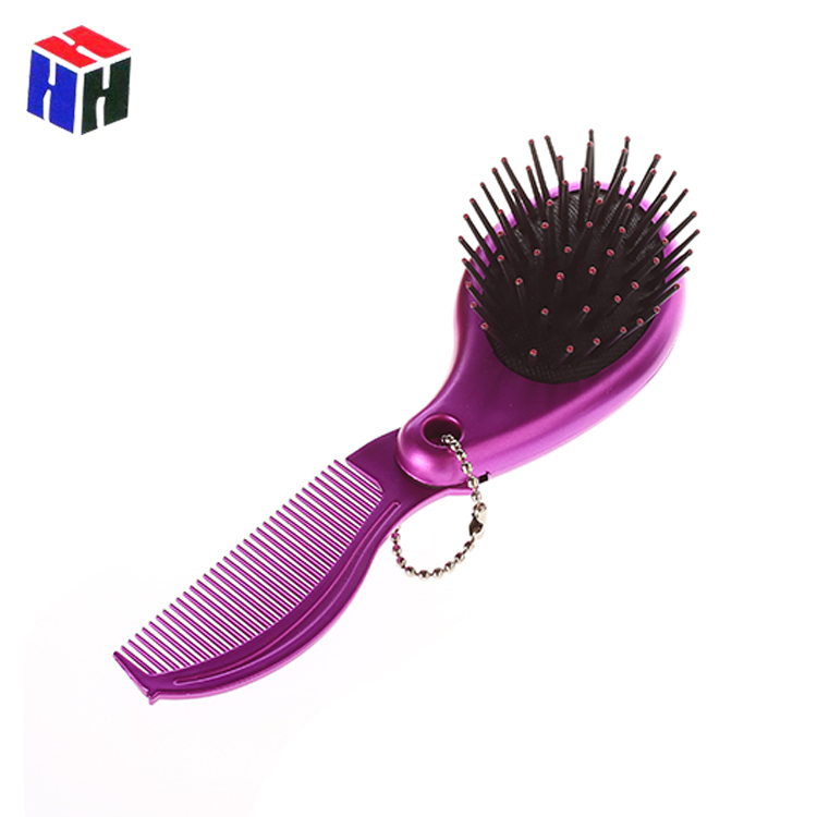 Wholesale Customized Plastic Self Cleaning Hair Brush Pocket Mirror Folding Scalp Care Devices Comb With Mirror