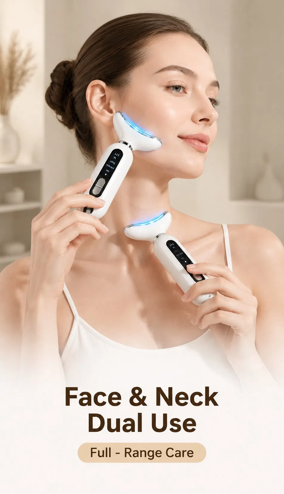 Portable EMS Neck Lifting Massager Dark Green 3 Color Light Therapy Skin Tightening Beauty Device