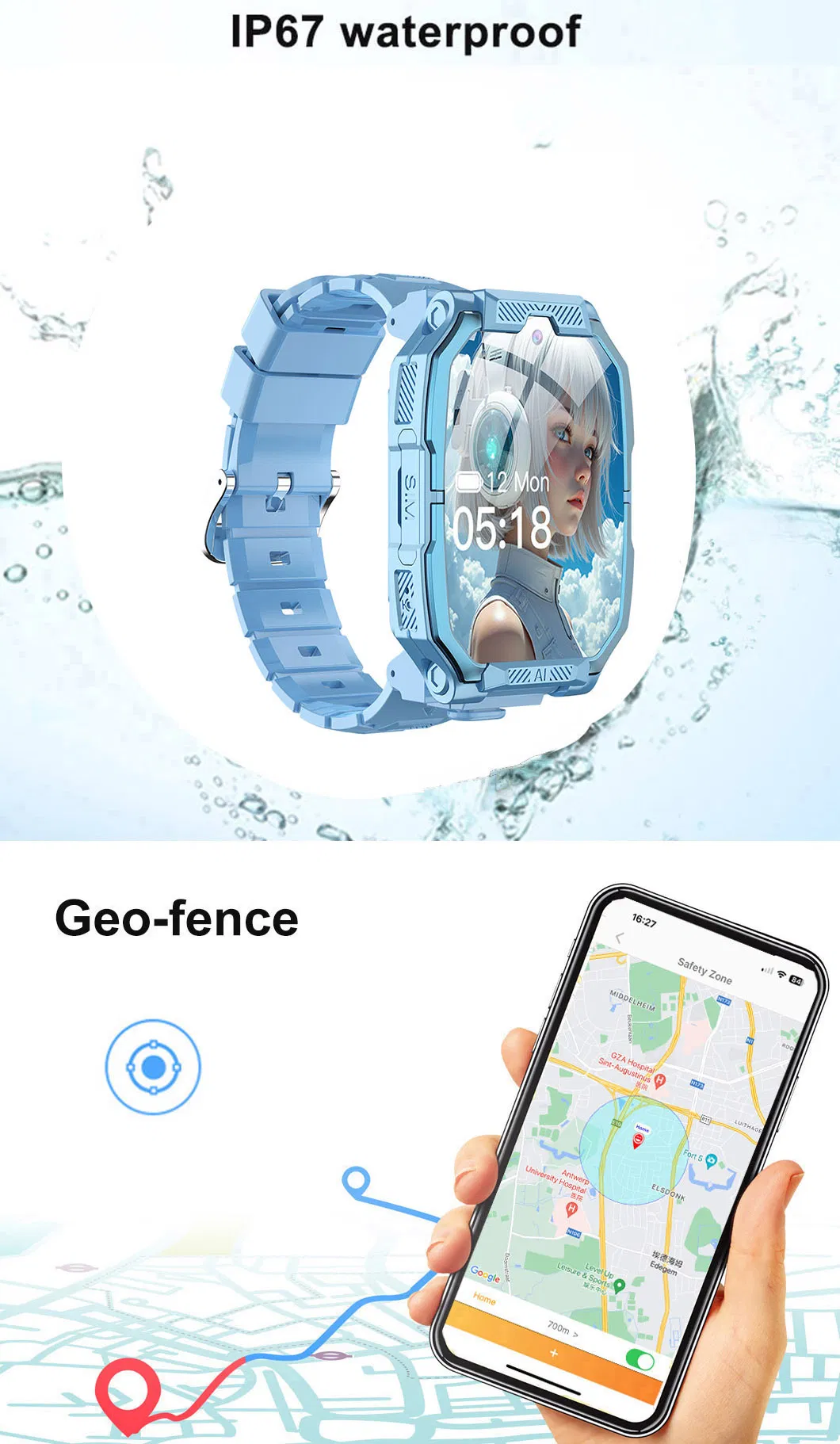 Kids smart watch features graphic