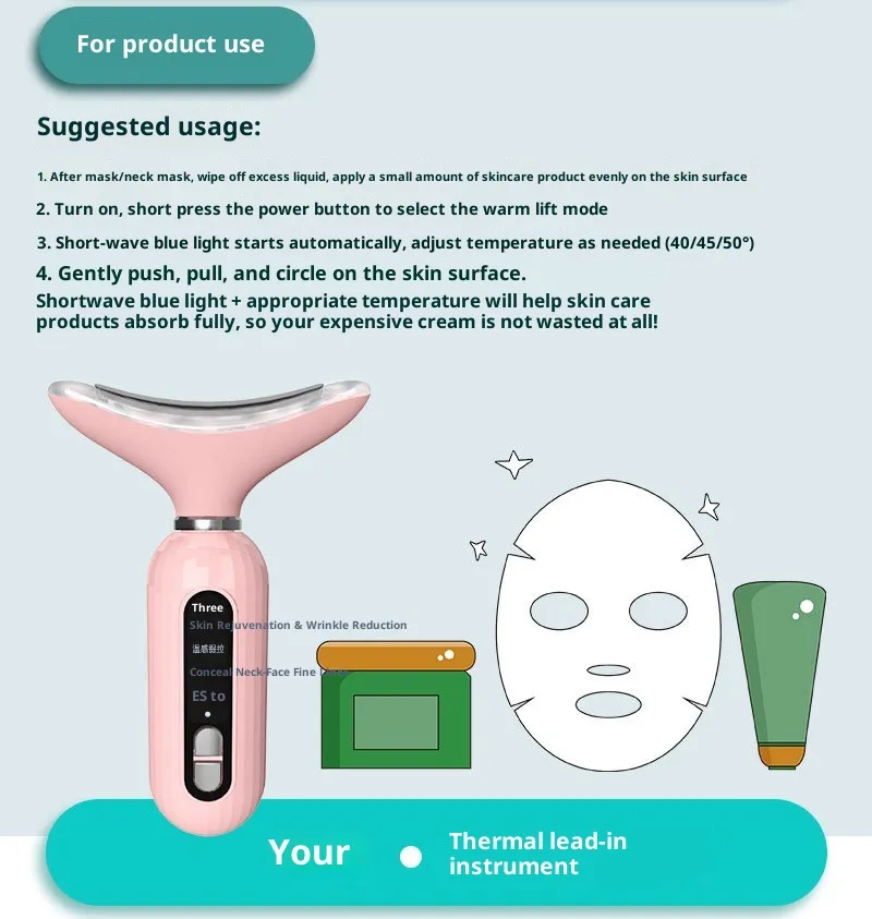 LED Vibration Neck Beauty Device Neck Care Microcurrent Electric Skin Beauty Device