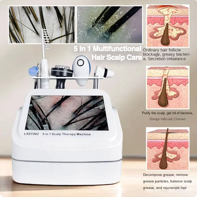 2026 5-in-1 High Frequency Scalp Analyzer &amp; Hair Growth Massage Machine, Anti-Hair Loss Therapy Device for Salon/Home Use
