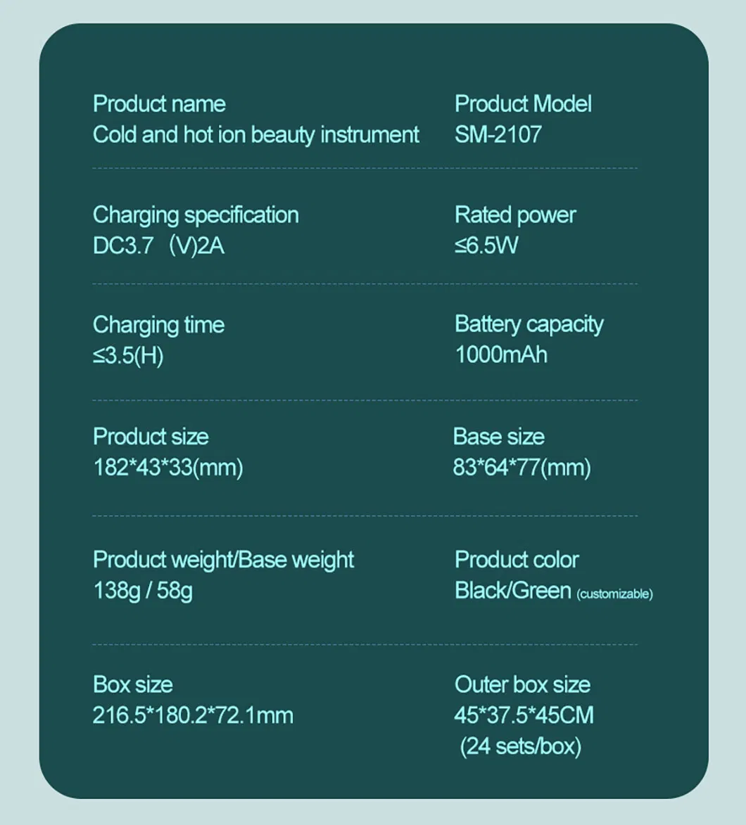 Customized Household EMS Microcurrent Vibration Ion Hot and Cold Anti-Wrinkles Beauty Device