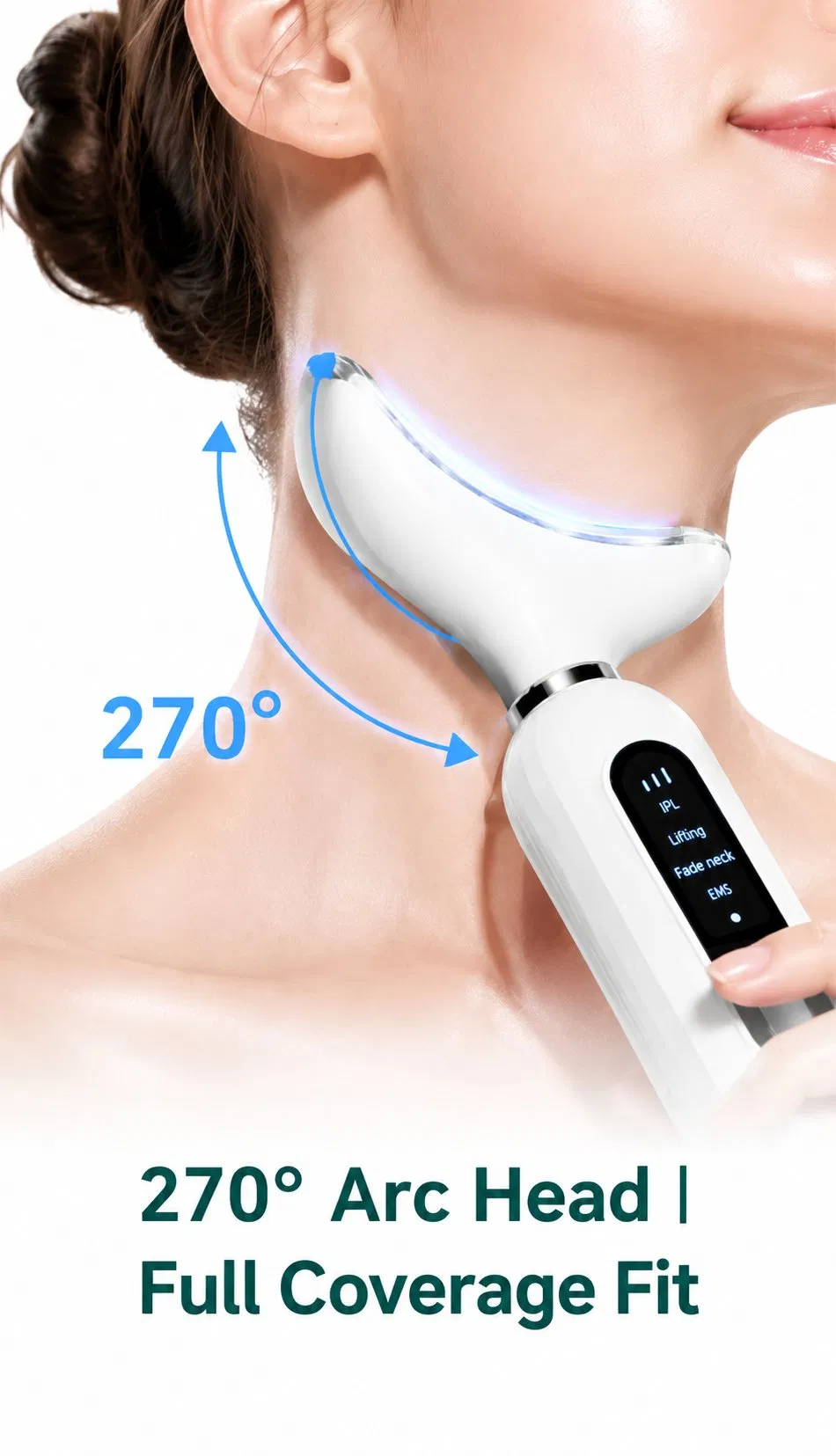 Portable EMS Neck Lifting Massager Dark Green 3 Color Light Therapy Skin Tightening Beauty Device