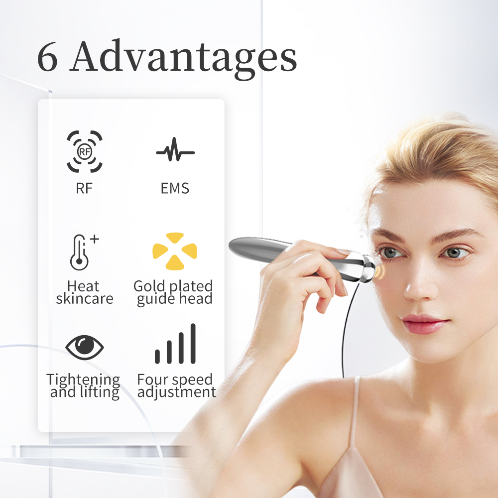 Home Use Rechargeable Facial Eye Lifting Beauty Device Hand-Held Microcurrent Facial Massager for Dark Circles