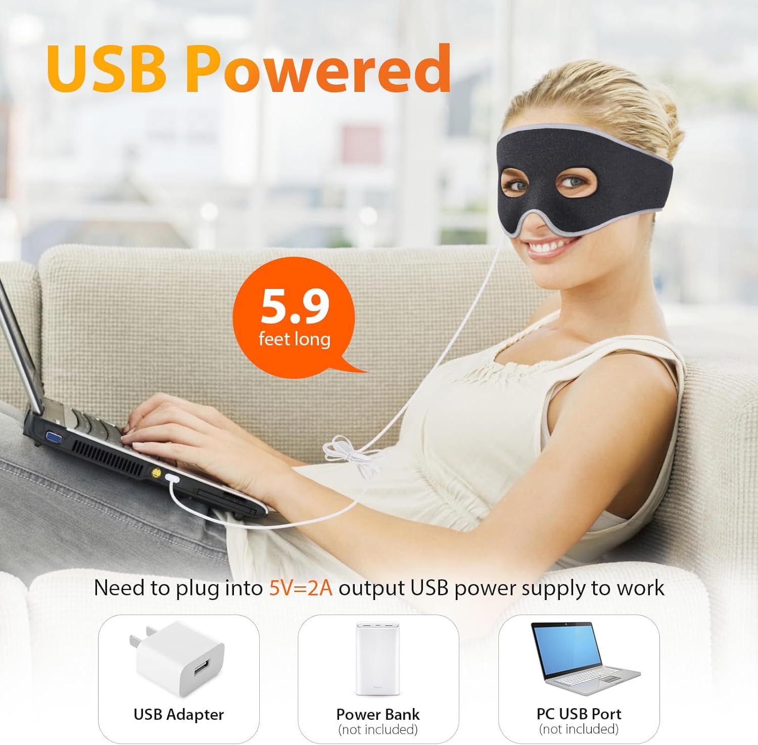 Reusable Warm Compress Electric USB Heated Eye Mask With 3 Speed Temperature Control