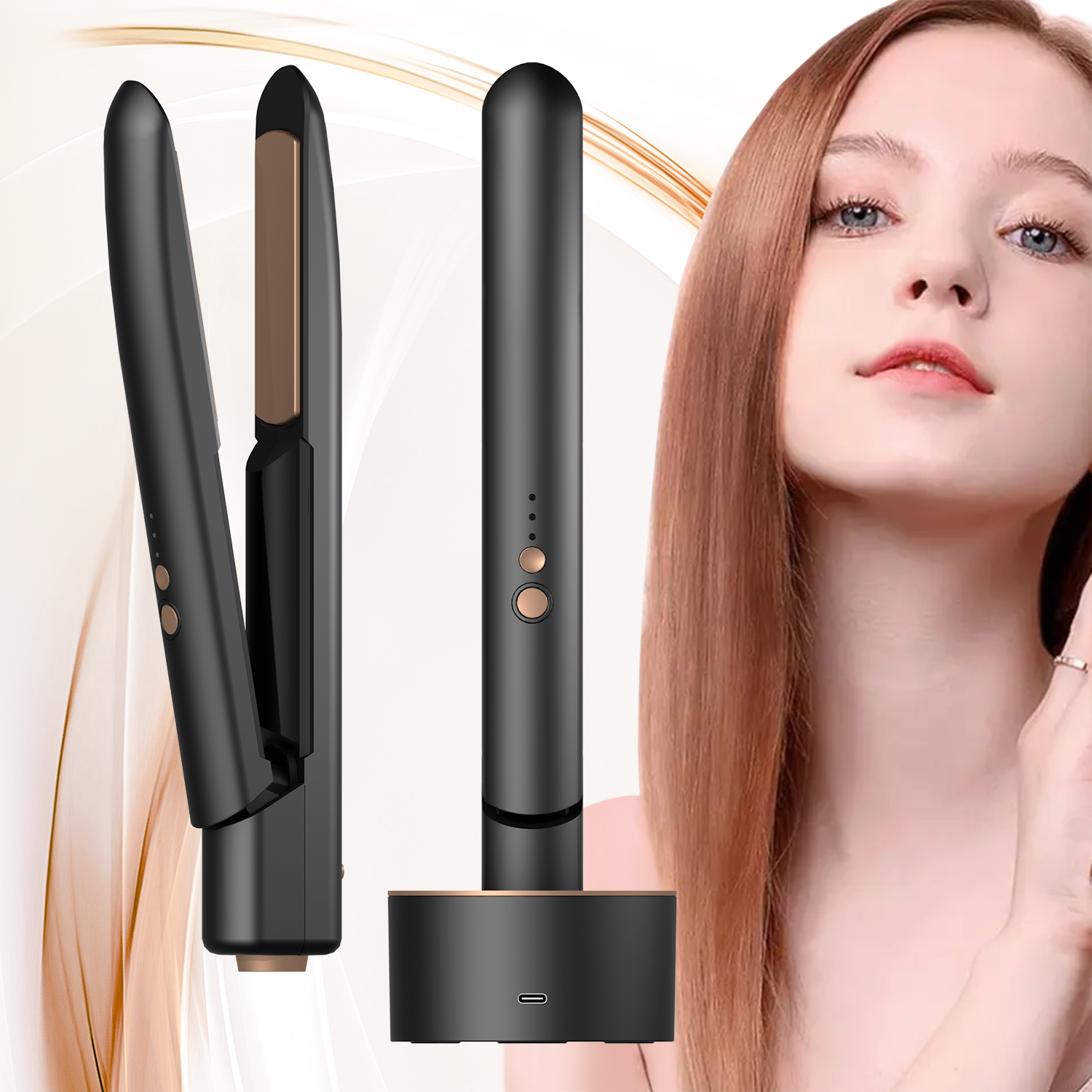 New Cordless Hair Straightener Flat Irons Travel Wireless Straightener Titanium Flat Iron Battery Portable Cordless Hair Straigh