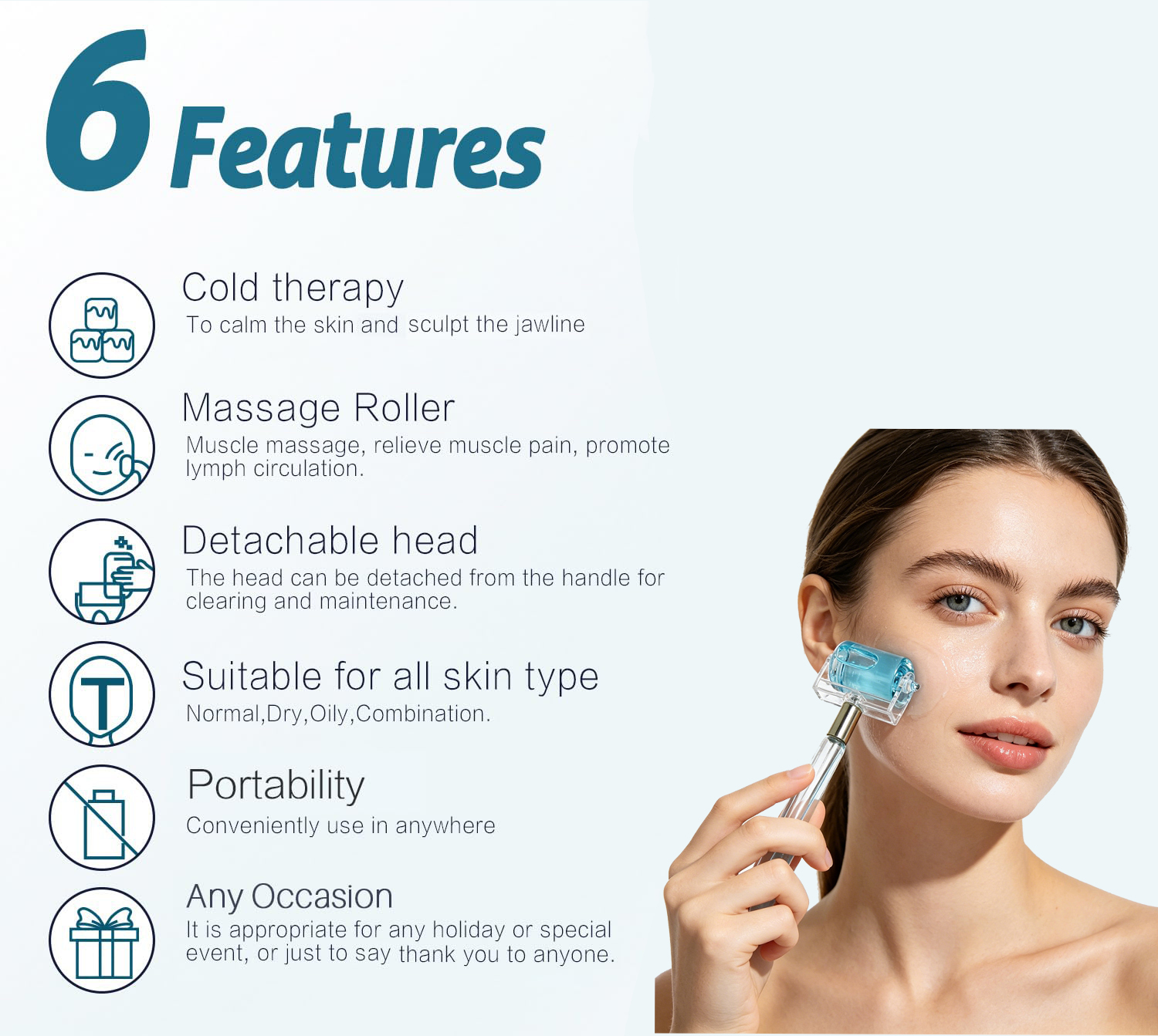 Reusable Beauty Tool For Face Tighten Skin Reduce Puffiness And Headaches Facial Cooling Ice Roller