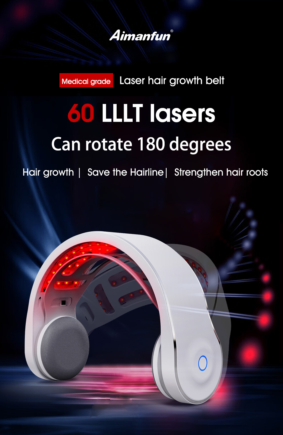 Desktop 650nm Infrared Scalp Care Device Red Light Therapy Hair Growth USB Rechargeable Home Use