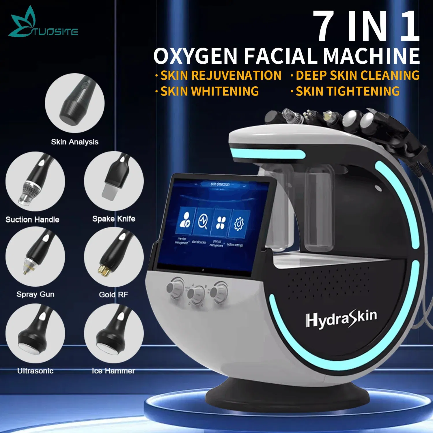 Black Hydro Beauty 7 in 1 Smart Ice Blue Skin Care Device