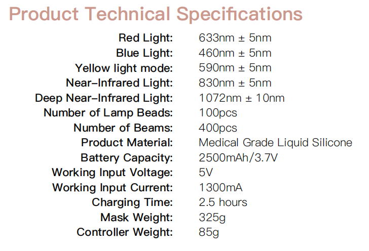 AQSHE M2 Mask 400LEDS 5 Wavelength 460 590 633 830 1072nm Led Face Infra Red Light Therapy for 4 Chips Facial Mask Device Spa