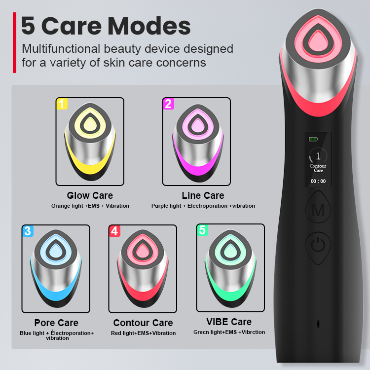 New Age-R Booster 5-in-1 Facial Lifting and Firming Microcurrent Multifunctional Vibrating Massager Beauty Device