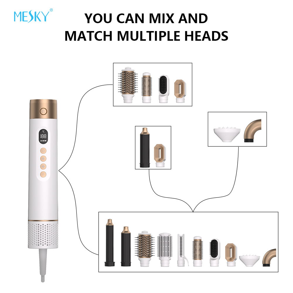 MESKY New Style Airstyler 10 In 1 Electric Hair Dryer Volumizer Hot Air Brush One-Step Ionic Styler With French Language