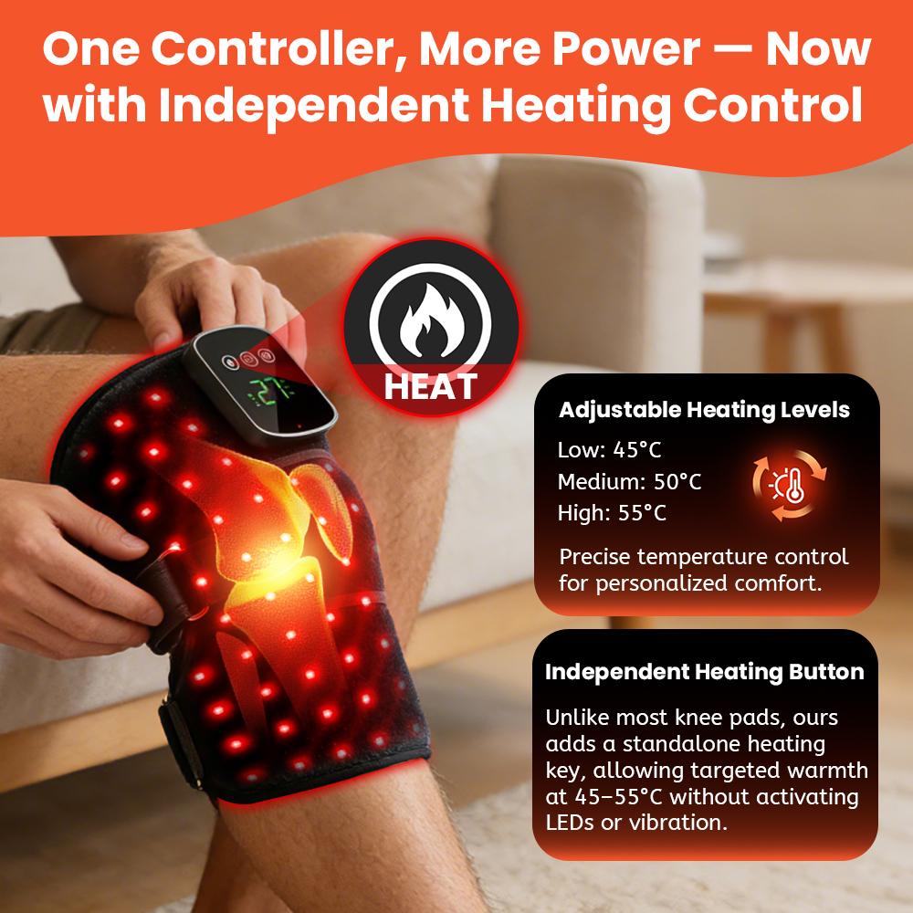 660nm 850nm Wireless Red Light Therapy Belt Wrap Cordless Vibration Red Light Therapy Shoulder Knee Waist Massager with Heating