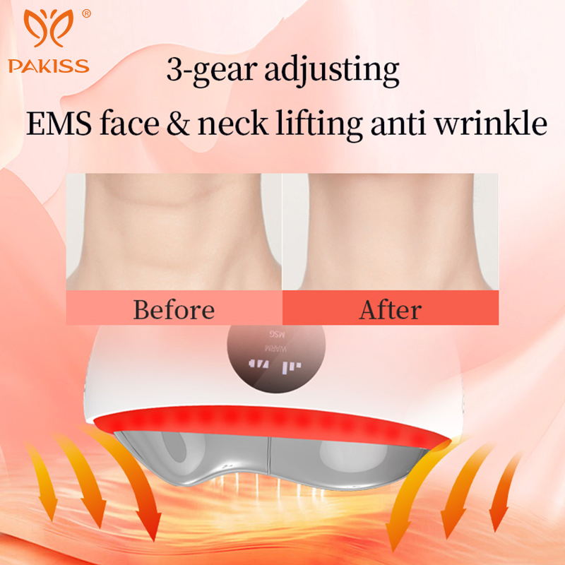 Pakiss 7-Color LED EMS Facial and Neck Beauty Device with Hot Compress