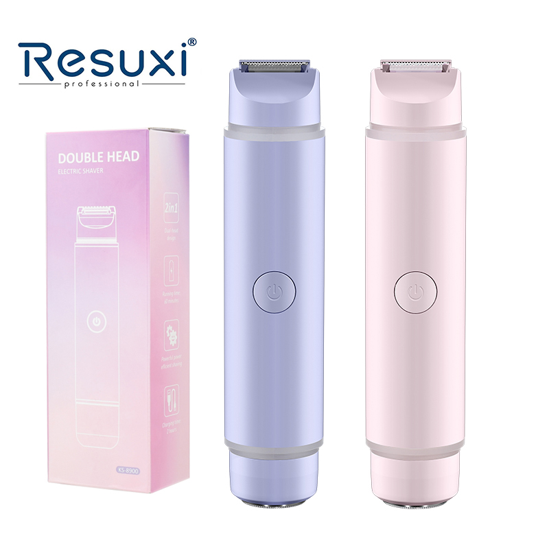 Resuxi KS-8900 Dual Head Hair Trimmer Waterproof Facial Body Hair Remover Portable Painless Bikini Eyebrow Shaver for Women