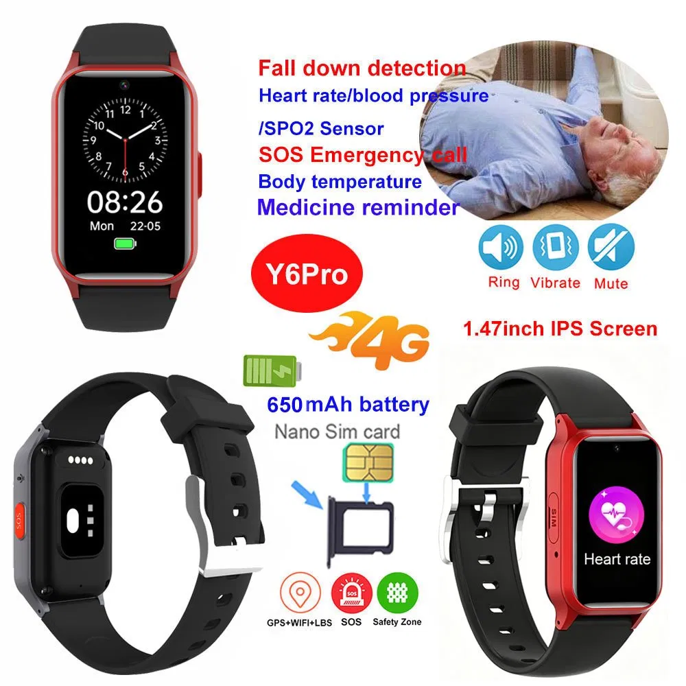 Beauty design IP67 waterproof smart 4G GPS electronic tracking watch device with HR BP body temperature monitoring Y6Pro