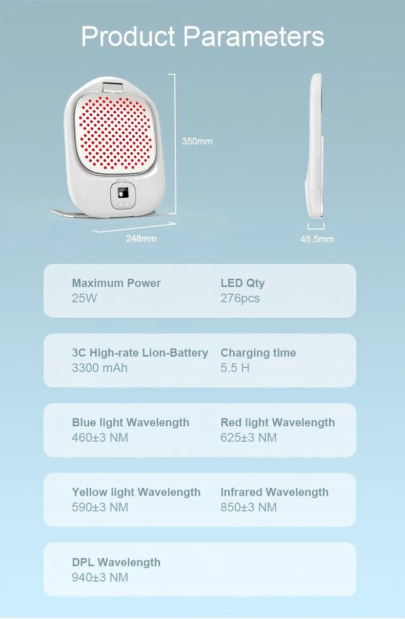 Customized Color Photon Facial Red LED Light Therapy Panel Treating Acne, Wrinkles and Pain Device with Smart Ai Function for Beauty