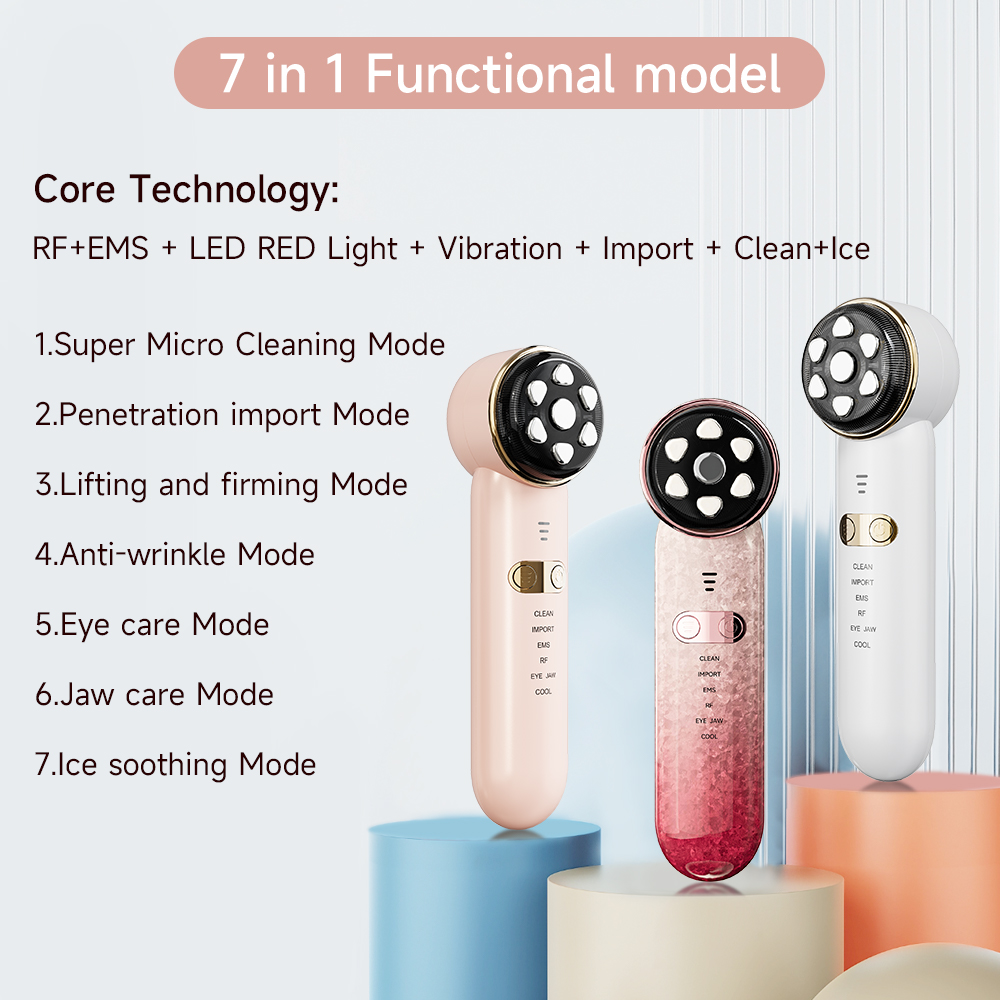 Mini LED Photon Skin Tightening Ultrasonic Clean EMS Face Lift Radio Frequency RF Beauty Home Use Machine