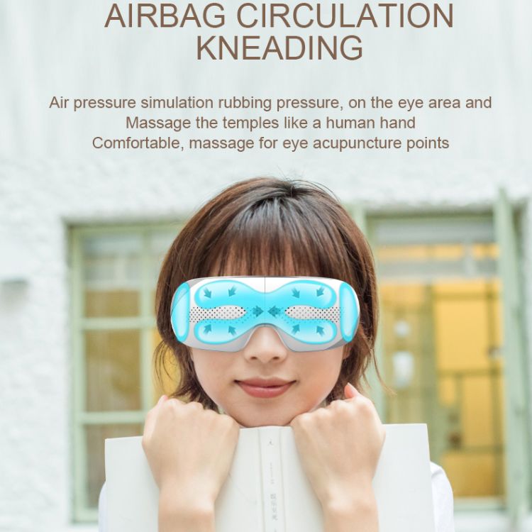 Portable Eye Massager 9D Airbag Pressure, Heat Therapy, 4 Modes Relax Sleep, USB Rechargeable, Bluetooth Control, OEM/ODM