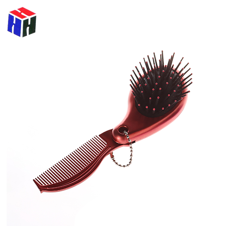 Wholesale Customized Plastic Self Cleaning Hair Brush Pocket Mirror Folding Scalp Care Devices Comb With Mirror