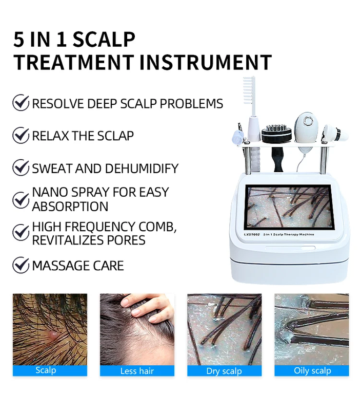 2026 5-in-1 High Frequency Scalp Analyzer &amp; Hair Growth Massage Machine, Anti-Hair Loss Therapy Device for Salon/Home Use