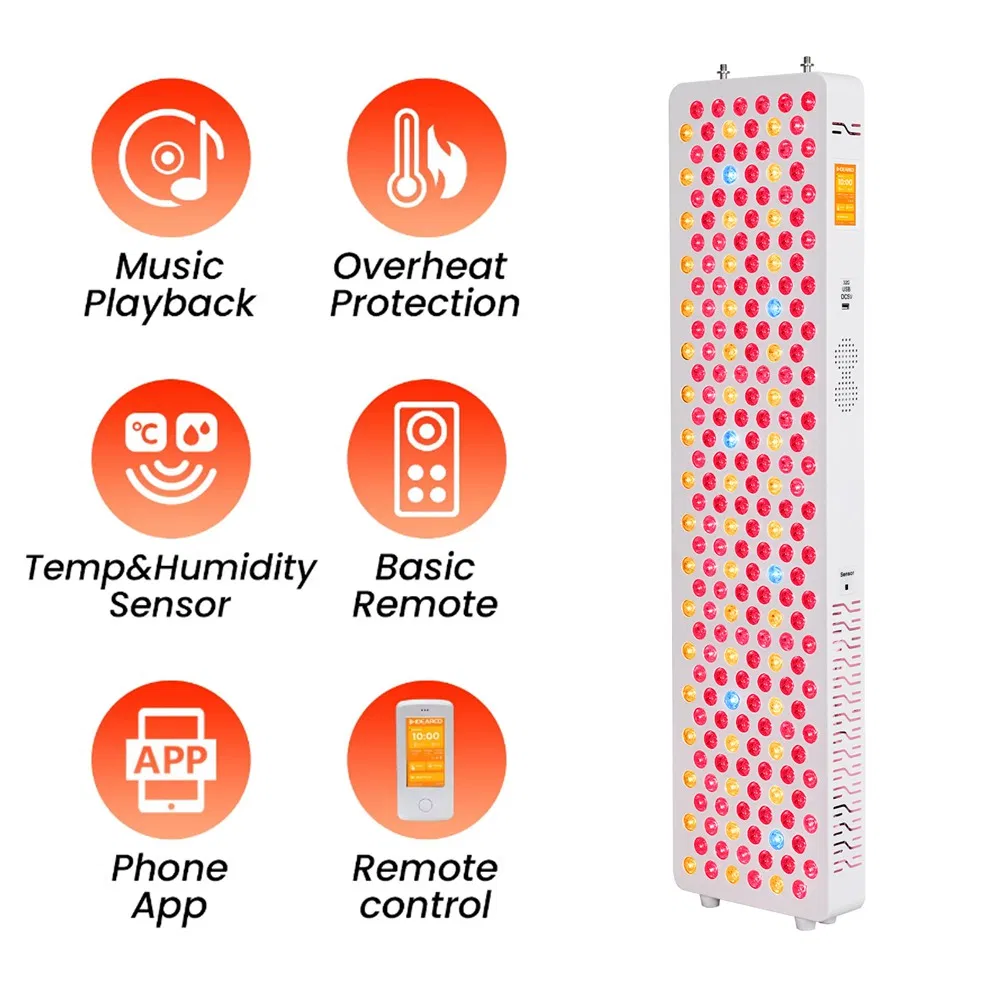 9 Wavelength Music Playback LED Blue Red Light Therapy Panel for Skin Rejuvenation, FDA Mdl CE Infrared Lamp Pain Relief Sleep Improve Device Factory Wholesale