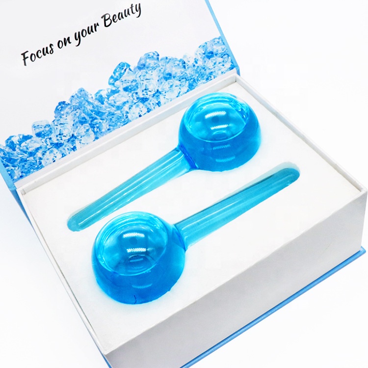 Factory Price Glass Material Glitter Cold Globes Stainless Steel Ice Globes Cooling Facial Ice Roller for Eye Face Body