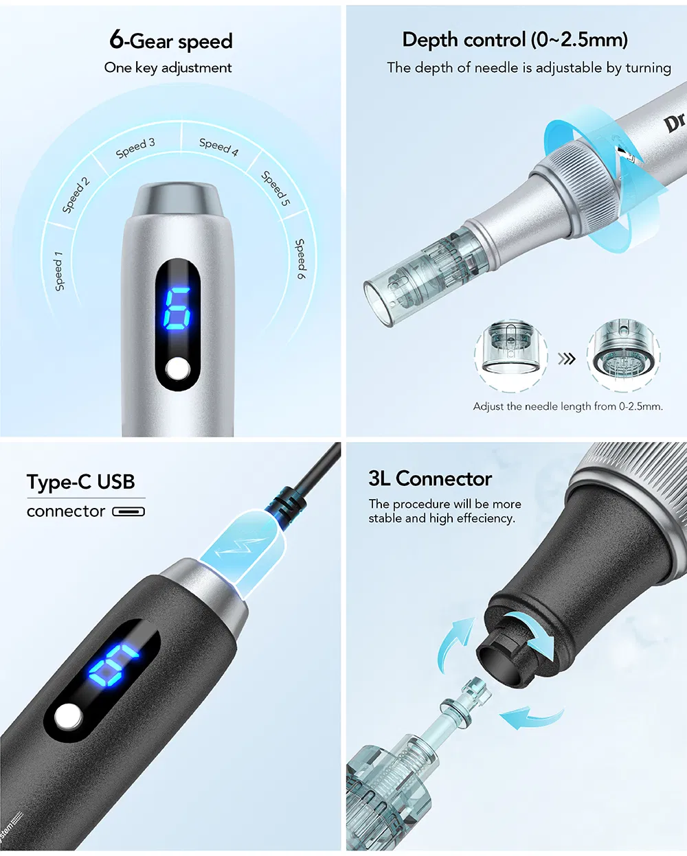 Professional Microneedling Device for Skin Renewal and Rejuvenation