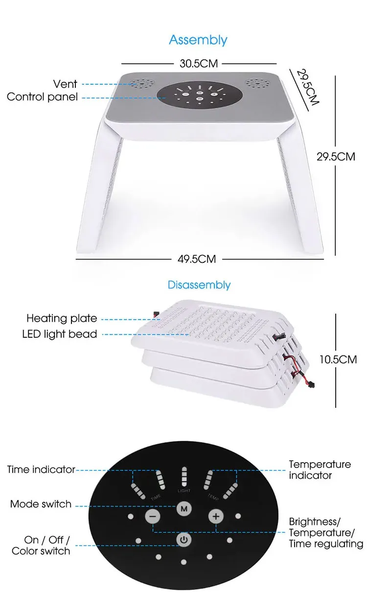 LED PDT Bio Light Therapy Mask Acne Treatment 7 Colors Red Light Therapy Facial Caring Device for Face and Body
