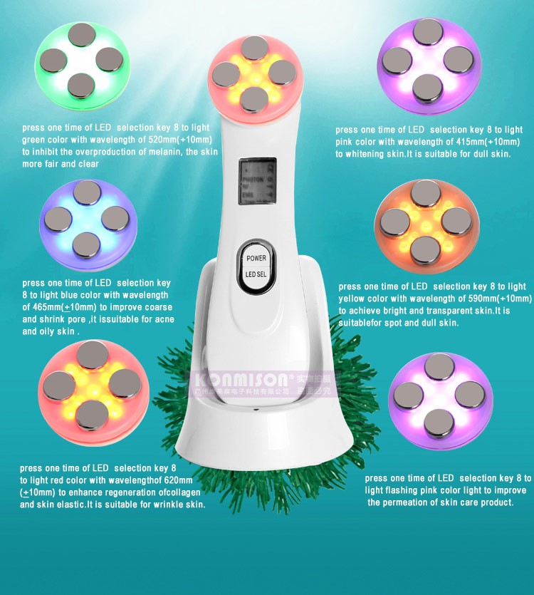 Portable Ems Radiofrequency Facial Massager 5 in 1 Led Skin Tightening Device
