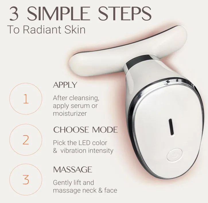 Red Light Therapy for Face 160° Curve Massege Head EMC Microcurrent Lightweight Portable Electric Beauty Device