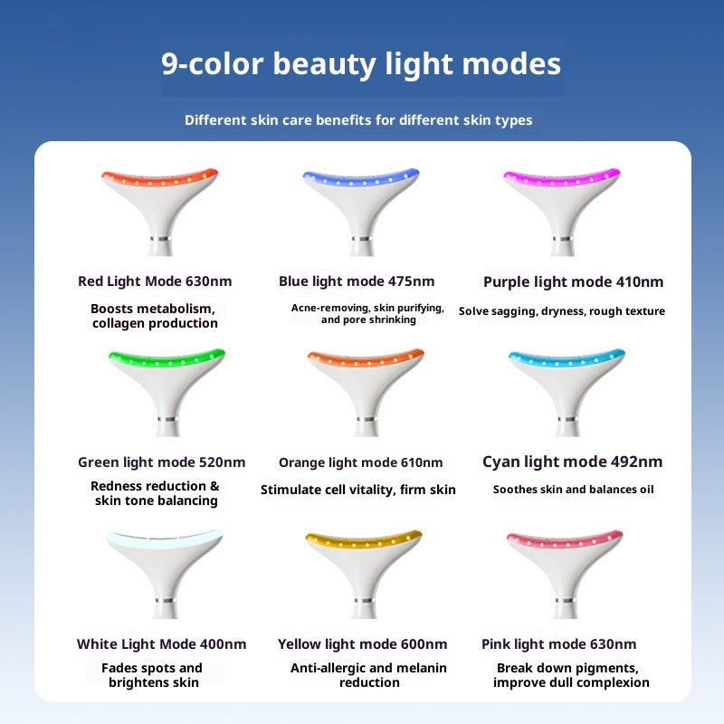 Multi-Color Beauty Light Inductive Vibration Microcurrent Electric Beauty Device Red Light Therapy for Face