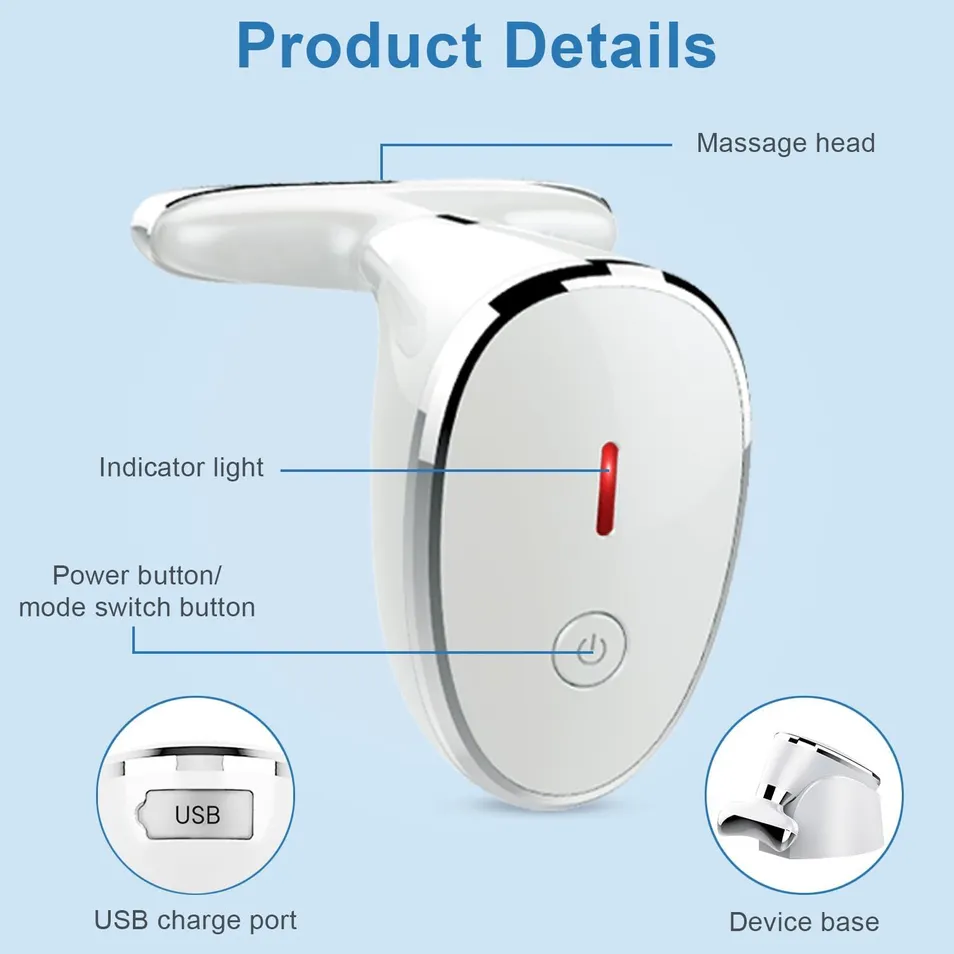 Red Light Therapy for Face 160° Curve Massege Head EMC Microcurrent Lightweight Portable Electric Beauty Device