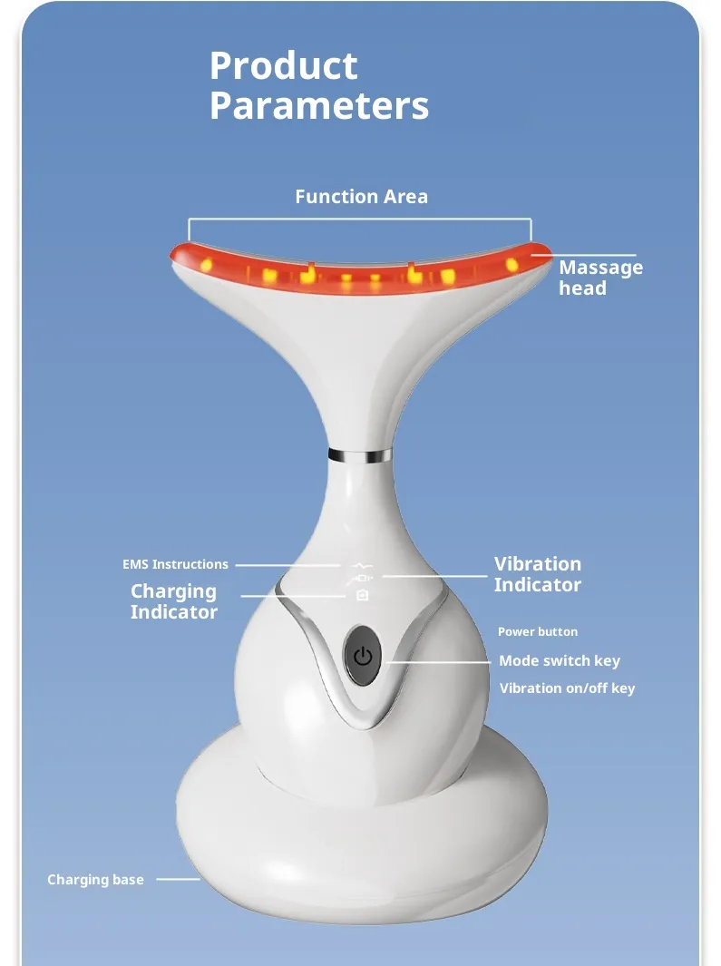 Multi-Color Beauty Light Inductive Vibration Microcurrent Electric Beauty Device Red Light Therapy for Face