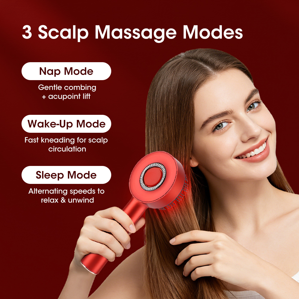 Electric Scalp Massager for Hair Growth Red Light Therapy Liquid Oil Applicator Head Massage Comb Anti-Hair Loss Vibrating Brush