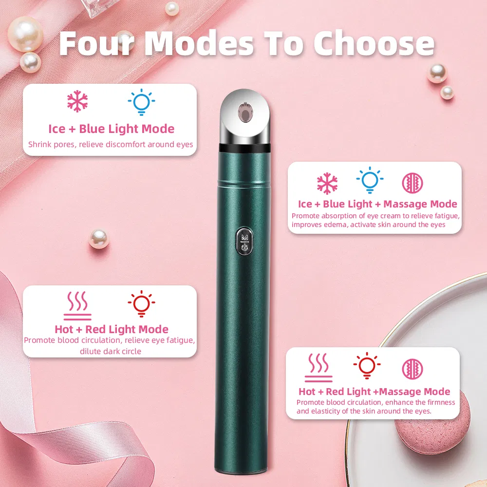 Handheld Red LED Light Electric Smart Eye Massager Beauty Device with Vibration Heating